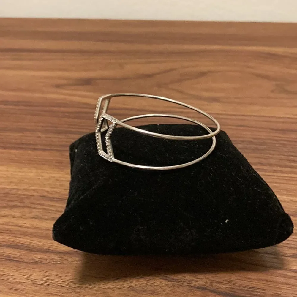 Stainless Steel Adjustable Cuff Bracelet With  Pave Crystals.
